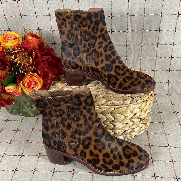 🍄HP🍄 Madewell The Autumn High Chelsea Boots Leopard Calf Hair NWOB Size 8 - Picture 4 of 8